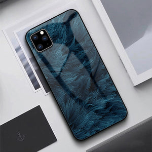 G-FAITH Feather Print Glass Case Starry Sky Design For iPhone 11 | 11Pro | Max | X | XS | Max | Xr