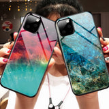 Marble Grain Gradient Hard Tempered Glass Case Cover for iPhone 11 | 11 Pro | Max