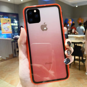 Ultra Thin Gradient Transparent  Case for iPhone 11 Case Acrylic Glass Cover for For IPhone XI XIR XS MAX 2019 Back Coque Cover