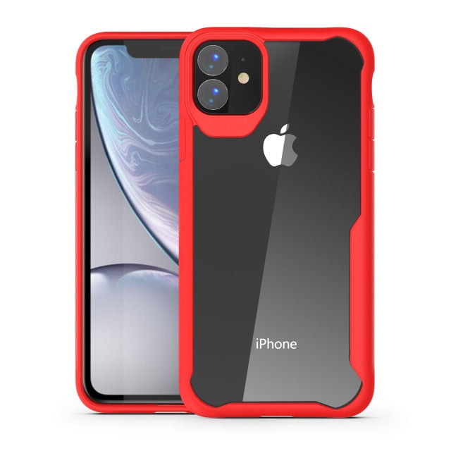 Soft Silicone + Transparent Armor Protective Back Cover Cases for iPhone 11 | 11 Pro | Max