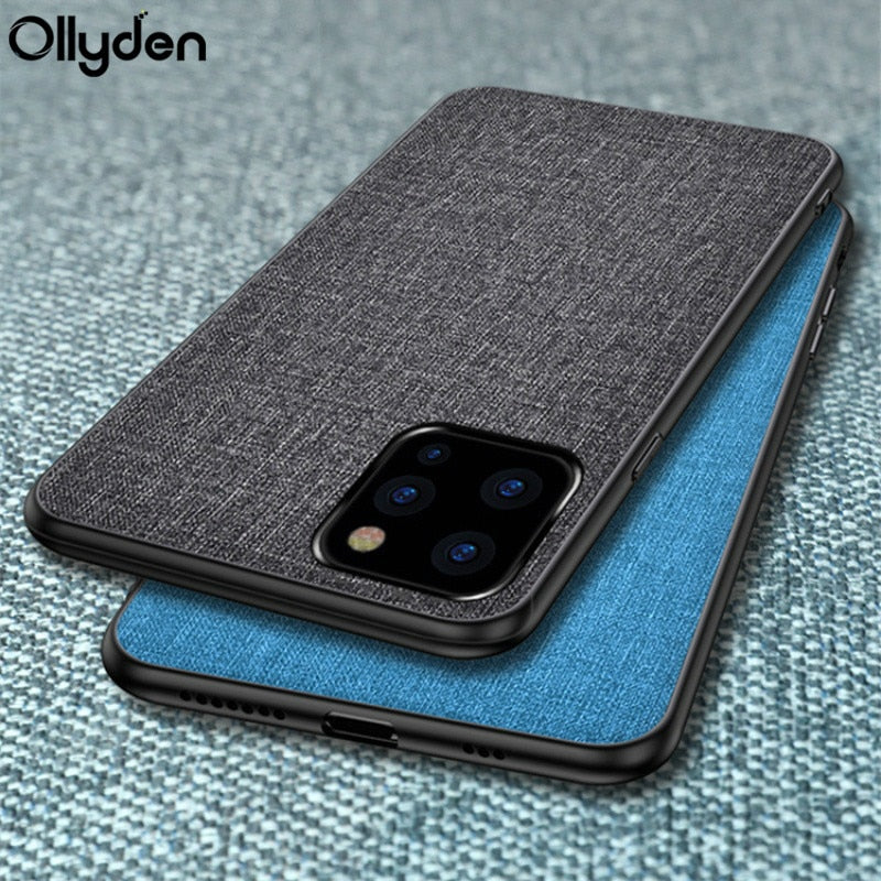 Fabric Cloth Silicone Hard Frame Shockproof Case for iPhone 11 | 11 Pro | 11 Pro Max