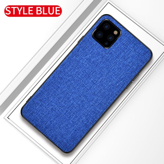 Fabric Cloth Silicone Hard Frame Shockproof Case for iPhone 11 | 11 Pro | 11 Pro Max