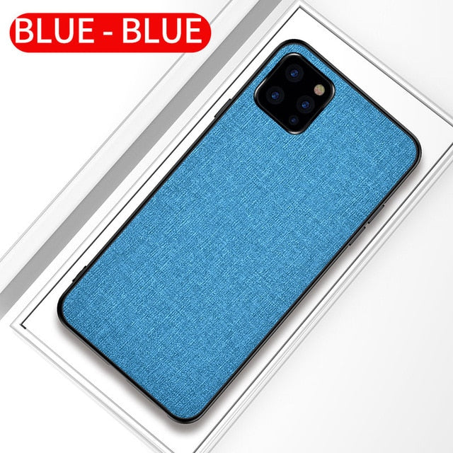 Fabric Cloth Silicone Hard Frame Shockproof Case for iPhone 11 | 11 Pro | 11 Pro Max