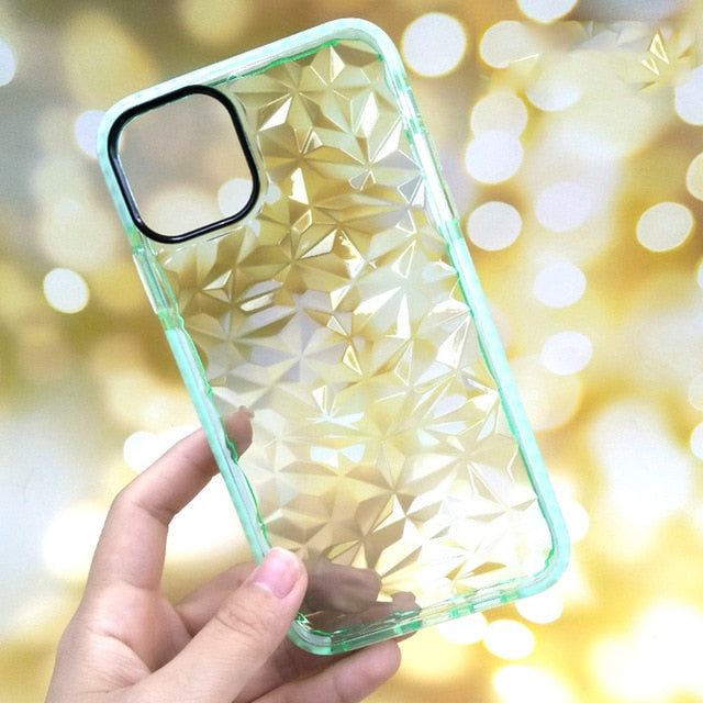 3D Diamond Pattern Transparent Back Cases Cover For iPhone 11 | 11 Pro | Max | X | XS | MAX | XR