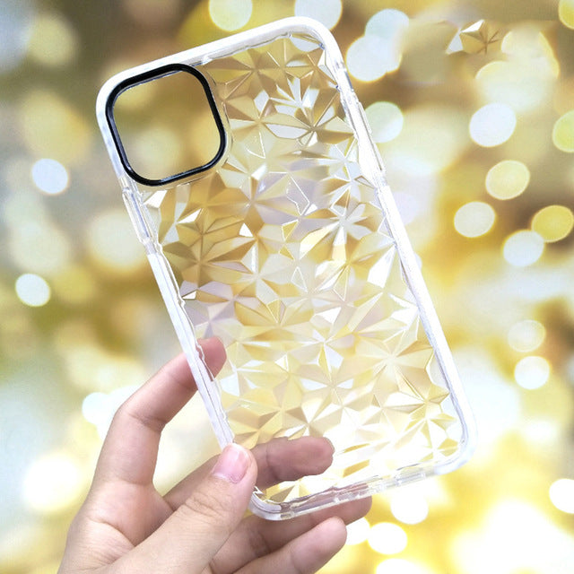 3D Diamond Pattern Transparent Back Cases Cover For iPhone 11 | 11 Pro | Max | X | XS | MAX | XR