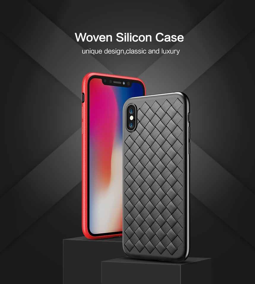 FLOVEME Luxury Grid Weave Silicone Soft iPhone Case For iPhone XR, XS Max, 7, 8, Plus Covers