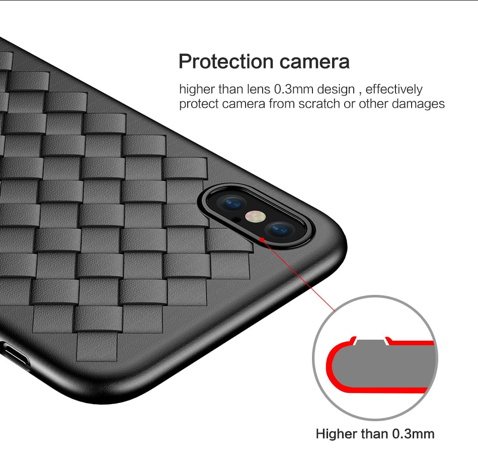 FLOVEME Luxury Grid Weave Silicone Soft iPhone Case For iPhone XR, XS Max, 7, 8, Plus Covers