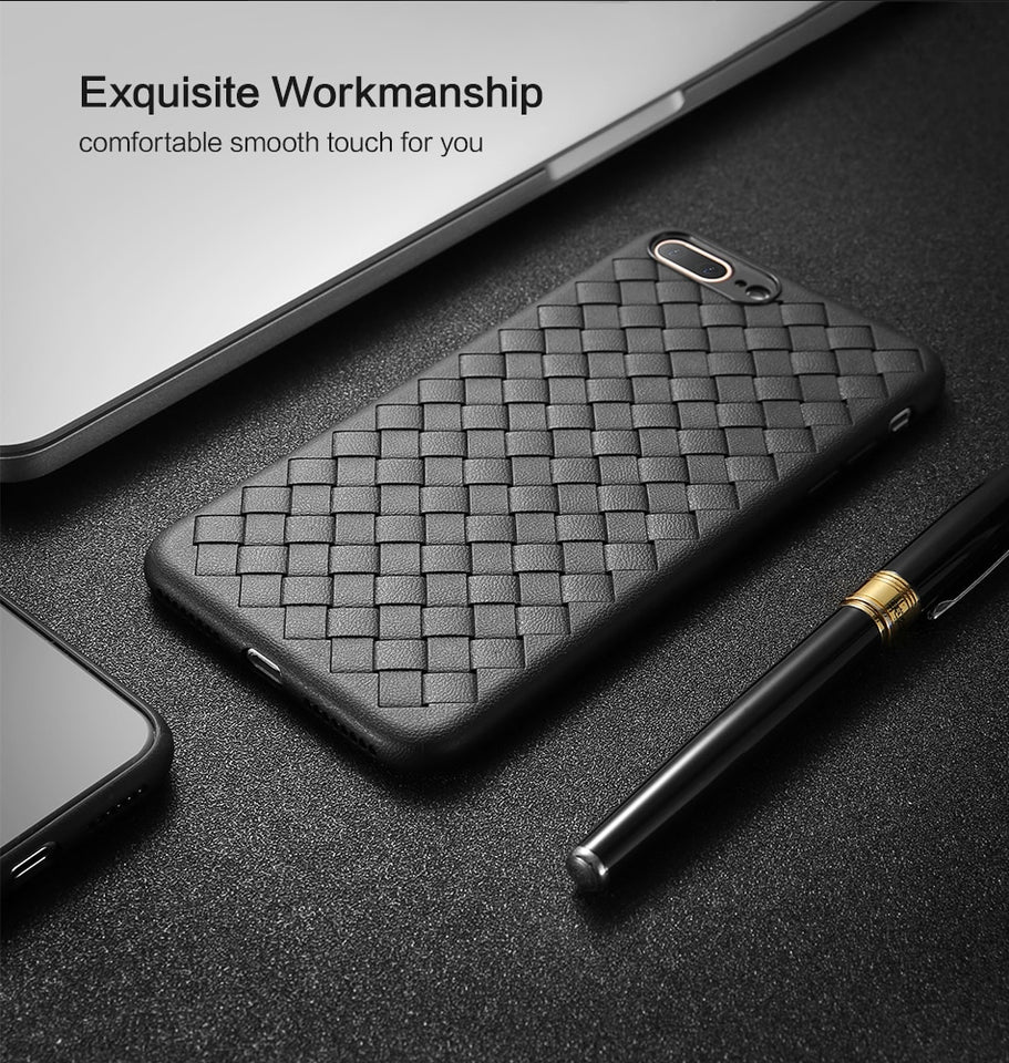 FLOVEME Luxury Grid Weave Silicone Soft iPhone Case For iPhone XR, XS Max, 7, 8, Plus Covers