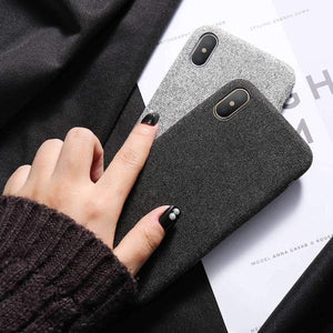 iPhone Simple Luxury Cloth Deep Color Light Slim Case for 7 | 8 | Plus | X | XS Max | Xr