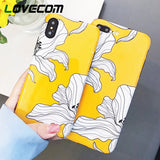 LOVECOM IMD Fashion Yellow Flowers Glossy Soft Case For Apple iPhone