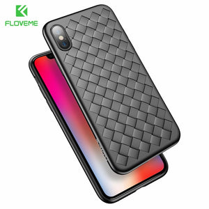 FLOVEME Luxury Grid Weave Silicone Soft iPhone Case For iPhone XR, XS Max, 7, 8, Plus Covers