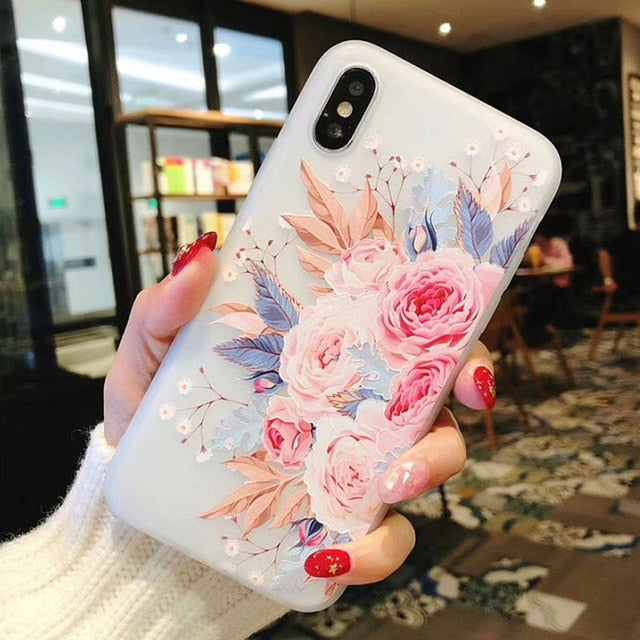 Flower Silicon Case with Rose Floral Design of Soft TPU