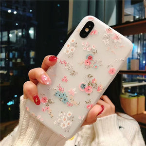 Flower Silicon Case with Rose Floral Design of Soft TPU