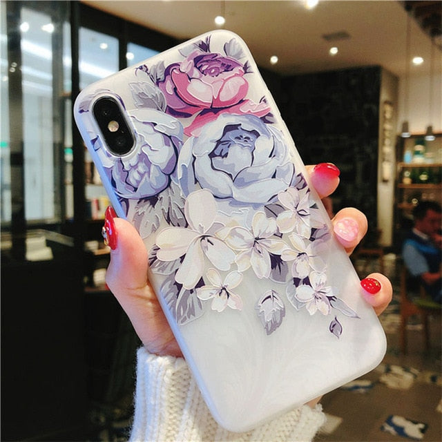 Flower Silicon Case with Rose Floral Design of Soft TPU