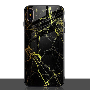 Marble Luxury Agate Silicone Soft Edge Glass PC Case for iPhone X | XS  | XS Max | XR