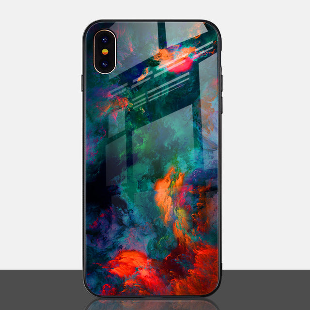 Marble Luxury Agate Silicone Soft Edge Glass PC Case for iPhone X | XS  | XS Max | XR