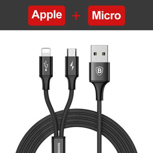 Baseus 3 in 1 Micro USB Cable For iPhone | Type C | Android