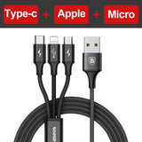 Baseus 3 in 1 Micro USB Cable For iPhone | Type C | Android