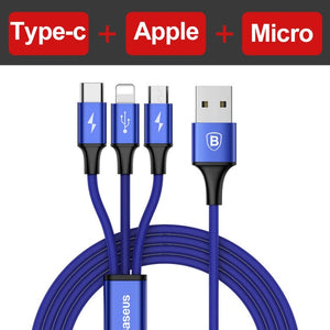 Baseus 3 in 1 Micro USB Cable For iPhone | Type C | Android