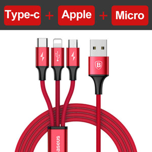 Baseus 3 in 1 Micro USB Cable For iPhone | Type C | Android