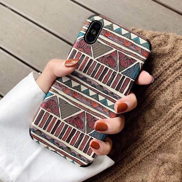 Retro Geometric Soft Back Case for iPhone 7 | 8 | Plus | X | XS Max | Xr