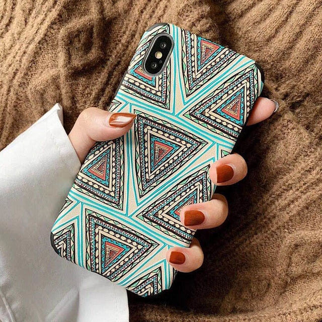 Retro Geometric Soft Back Case for iPhone 7 | 8 | Plus | X | XS Max | Xr