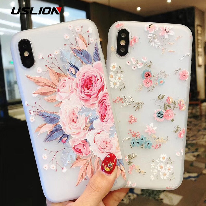 Flower Silicon Case with Rose Floral Design of Soft TPU