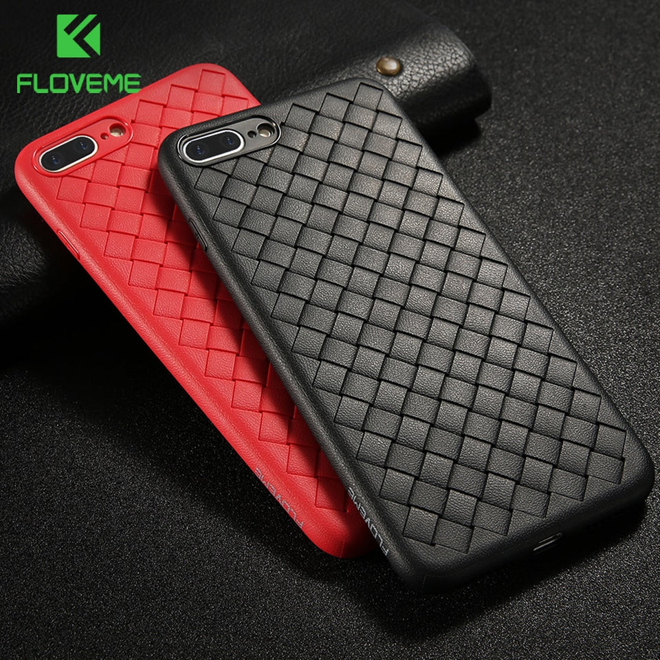 FLOVEME Luxury Grid Weave Silicone Soft iPhone Case For iPhone XR, XS Max, 7, 8, Plus Covers