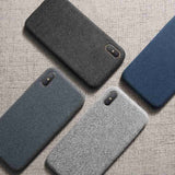 iPhone Simple Luxury Cloth Deep Color Light Slim Case for 7 | 8 | Plus | X | XS Max | Xr