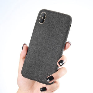 iPhone Simple Luxury Cloth Deep Color Light Slim Case for 7 | 8 | Plus | X | XS Max | Xr