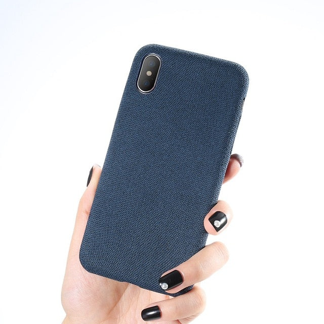 iPhone Simple Luxury Cloth Deep Color Light Slim Case for 7 | 8 | Plus | X | XS Max | Xr