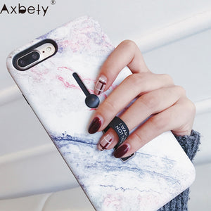 Luxury Message Marble Pattern Printed Case For iPhone 7 | 7 Plus | 8 | 8 Plus | X | XS | XS MAX | XR with Finger Holder