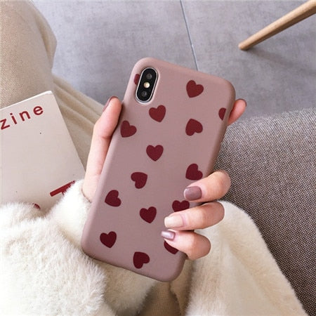 Love Heart Matte Soft Case for iPhone 7 | 8 | Plus | X | XS Max | XR