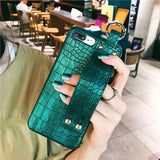 Wrist Strap Hard Leather Case For iPhone 7 | 8 | Plus | X | XS Max | Xr