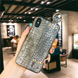 Wrist Strap Hard Leather Case For iPhone 7 | 8 | Plus | X | XS Max | Xr