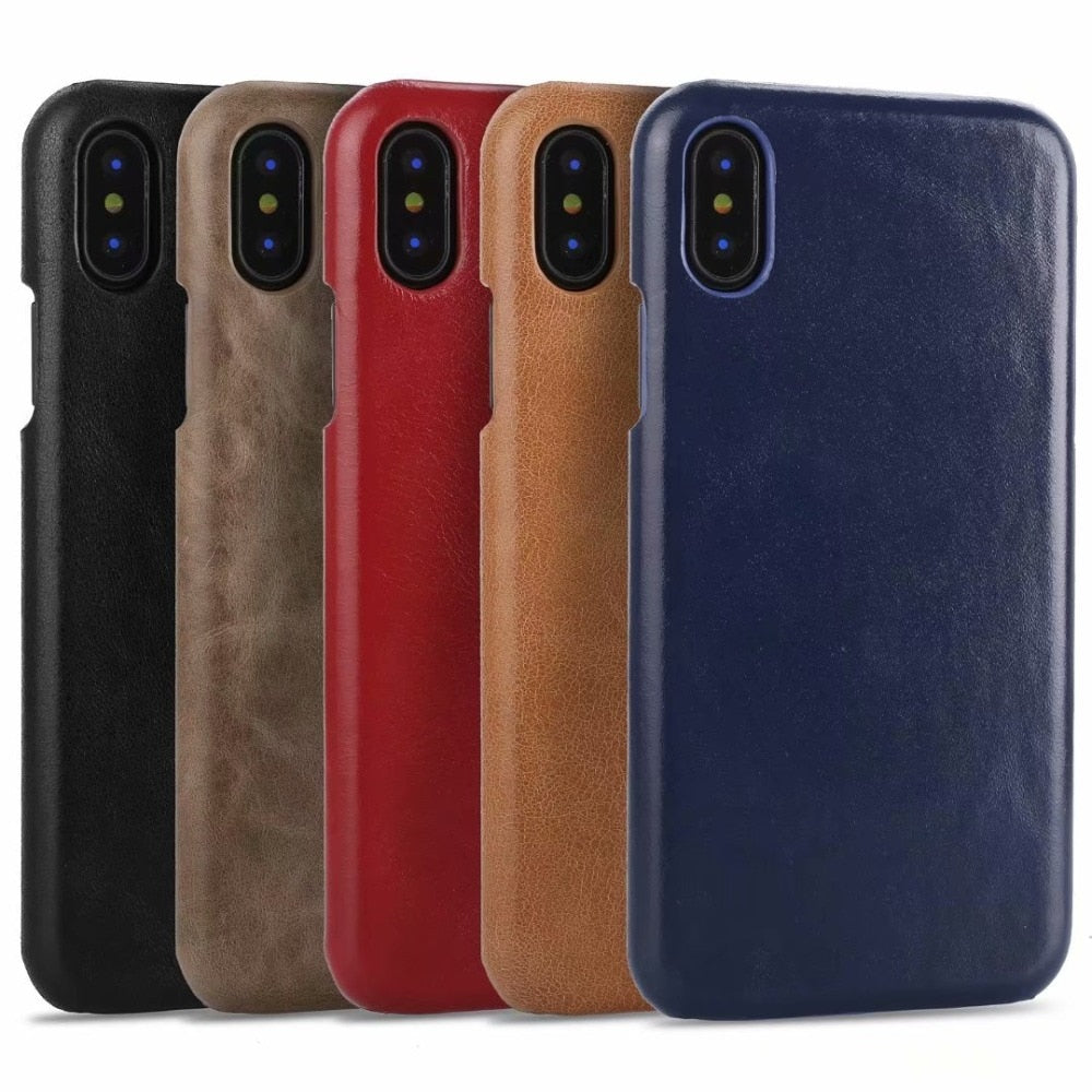 Brand Genuine Full Grained Leather Back Cover with Read Natural Cow Skin Cover for Apple iPhone