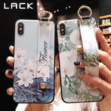 LACK Flowers with Hand Straps Case For iPhone 7 | 8 | Plus | X | XS Max | XR