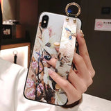 LACK Flowers with Hand Straps Case For iPhone 7 | 8 | Plus | X | XS Max | XR