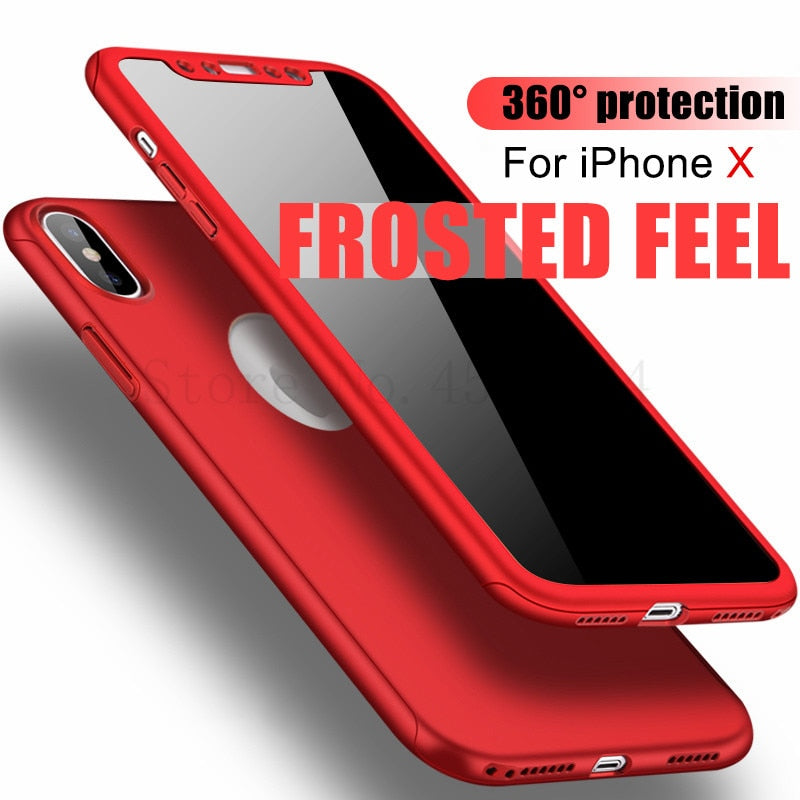 360 Degree Full Protective Case with Front Glass For Apple iPhone