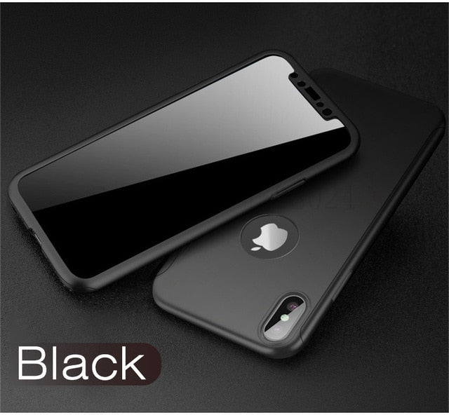 360 Degree Full Protective Case with Front Glass For Apple iPhone