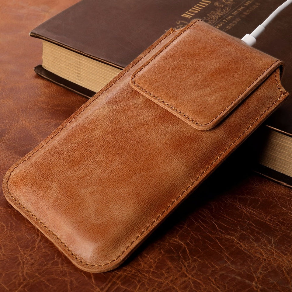 Luxury Vintage Leather Slim Pouch Charger Case For iPhone X | XS