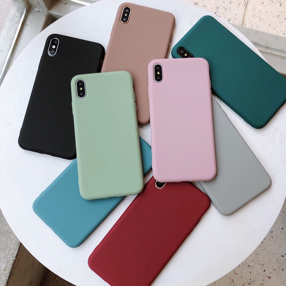 Solid Candy Color Soft Silicone Cases For iPhone 7 | 8 | Plus | X | XS Max | Xr