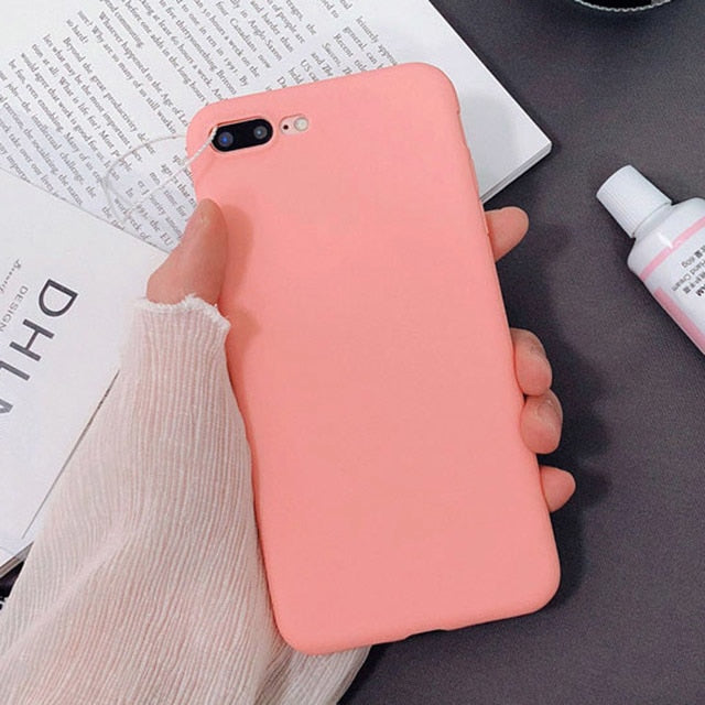 Solid Candy Color Soft Silicone Cases For iPhone 7 | 8 | Plus | X | XS Max | Xr