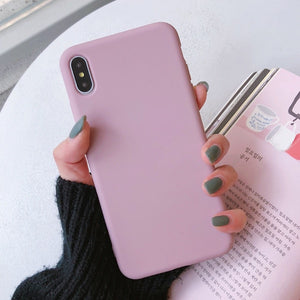 Solid Candy Color Soft Silicone Cases For iPhone 7 | 8 | Plus | X | XS Max | Xr