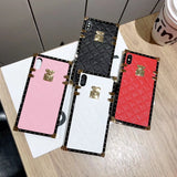 Lambskin Soft Leather Square Plaid Cases For iPhone 7 | 8 | Plus | X | XS Max | Xr | Samsung Galaxy S10 | Plus | E