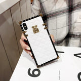 Lambskin Soft Leather Square Plaid Cases For iPhone 7 | 8 | Plus | X | XS Max | Xr | Samsung Galaxy S10 | Plus | E