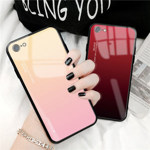 Luxury Glass Silicon Gradient Pattern Case for iPhone 7 | 8 | Plus | X | XS Max | XR