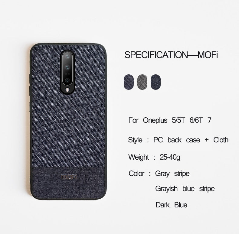 MOFI Cloth Fabric Gentleman Series Hard Case Cover for ONEPLUS 7 Pro, 7, 6T, 6