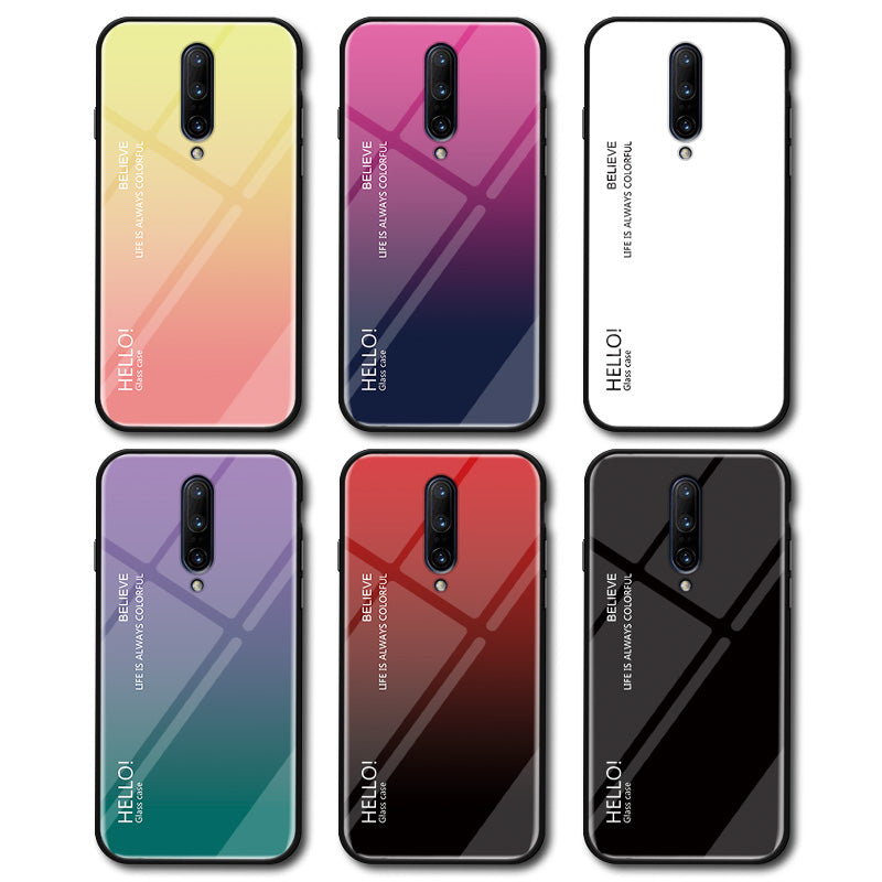 Luxury MUCHI Tempered Glass Gradient Soft Case Cover For ONEPLUS 7 Pro, 7