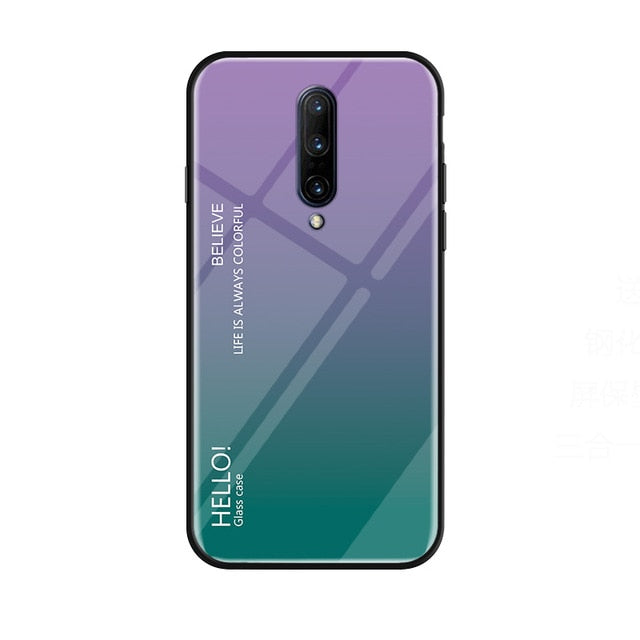 Luxury MUCHI Tempered Glass Gradient Soft Case Cover For ONEPLUS 7 Pro, 7